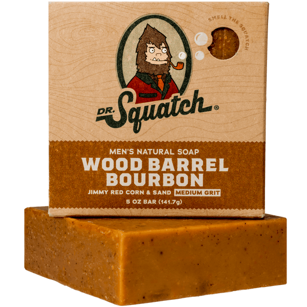 2 Bars of Dr. Squatch Wood Barrel Bourbon Bar Soap (5 oz.) Medium Grit